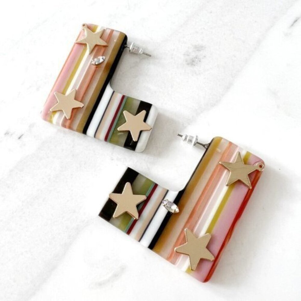 Star Resin Block Earrings